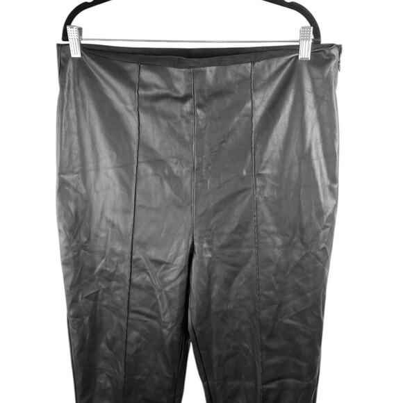 ASOS Design Black Faux Vegan Leather Skinny High Waist Trousers Pants Size 14 - Picture 4 of 7